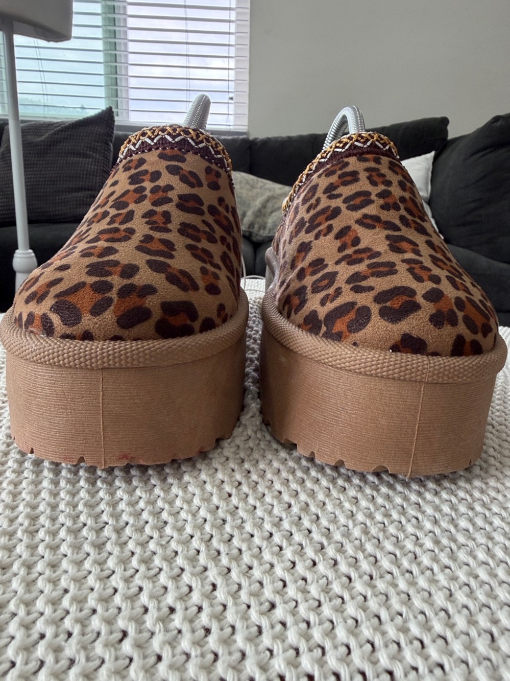 Olivia & Kate Leopard-Print Platform Mules in Tan/Brown - Picture 5 of 13